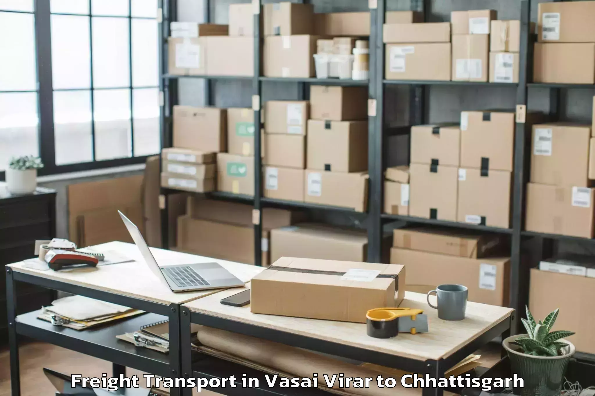 Easy Vasai Virar to Kawardha Freight Transport Booking